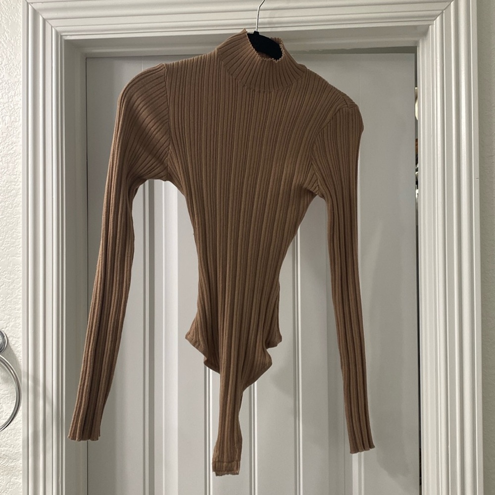 Meshki Tan Sweater Bodysuit